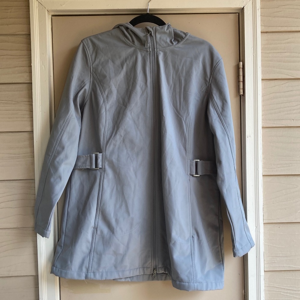 Free Tech Gray Hooded Raincoat